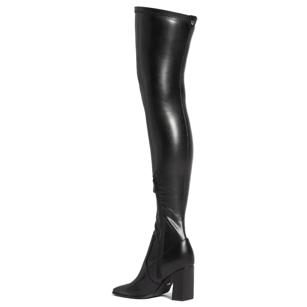 Azalea Wang Black Vegan Leather 4 Way Stretch Thigh High Boots - Picture 3 of 4